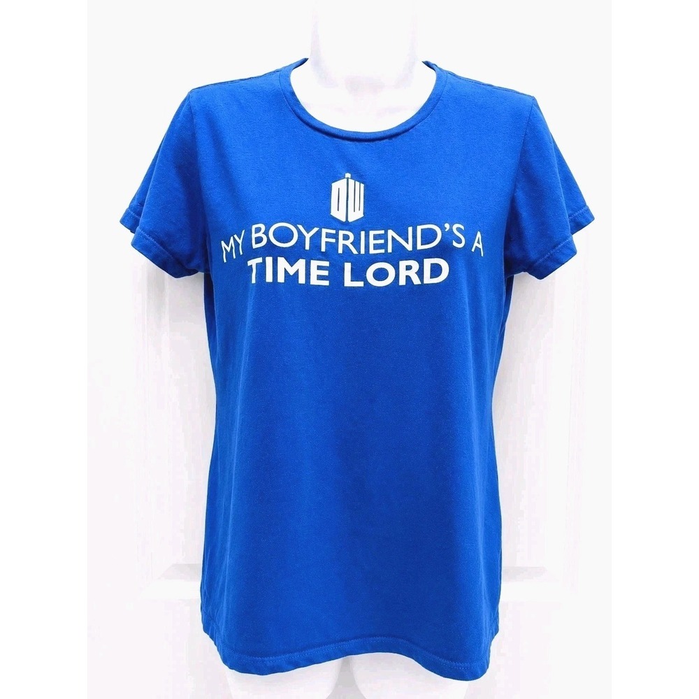 Doctor Who My Boyfriend's a Time Lord Blue Fitted T-Shirt Women's Small Sci-Fi